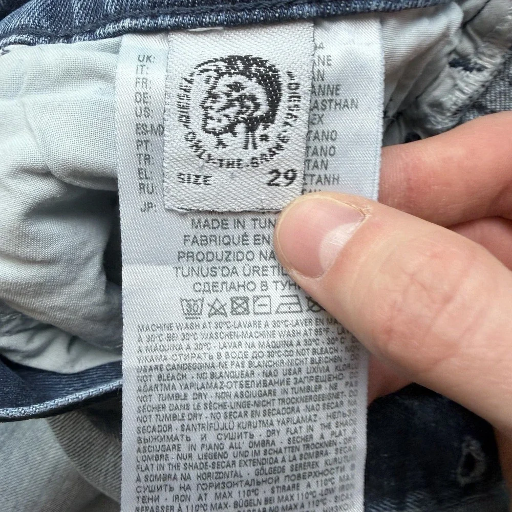 Diesel D-Bazer Jeans Men 29x32 Blue Regular Tapered Light Wash Distressed 084DD